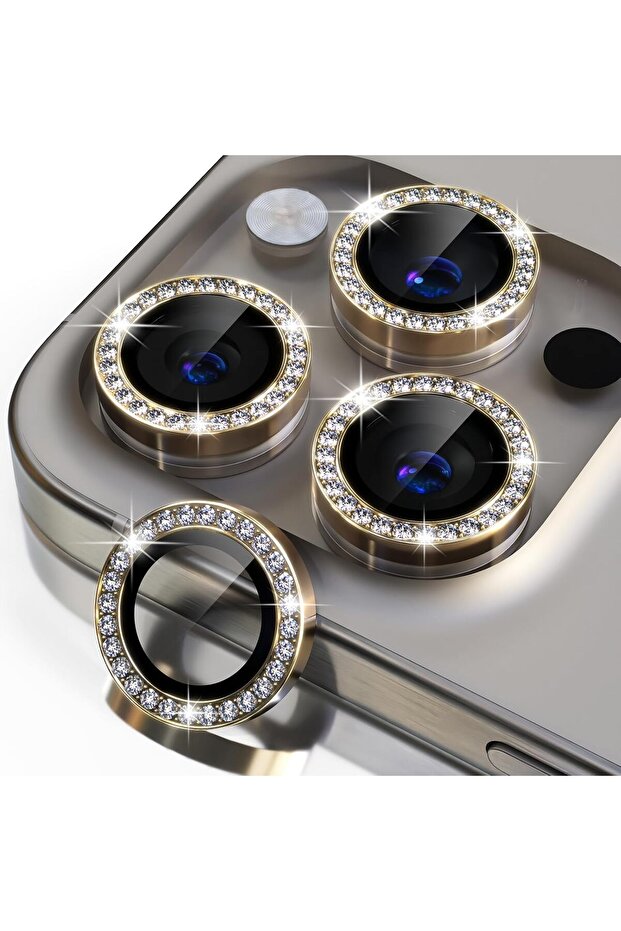 واقي عدسة الكاميرا لجهاز iPhone 15 Pro Max و15 Pro بتصميم لامع ومرصع بالأحجار، مظهر جذاب وجودة فائقة