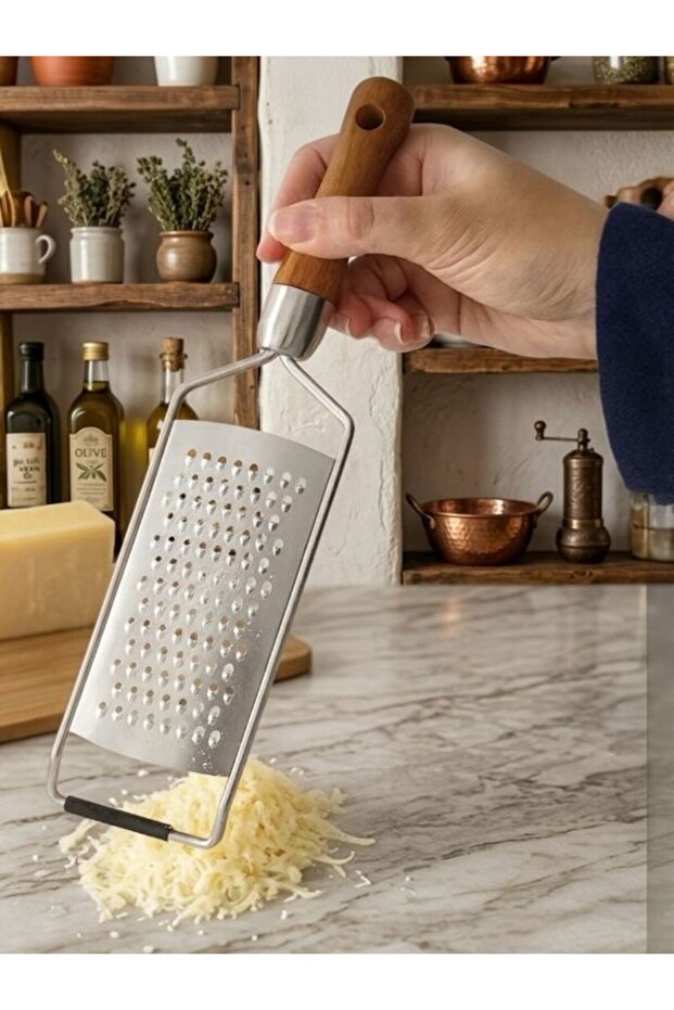 Stainless Steel Grater with Wooden Handle