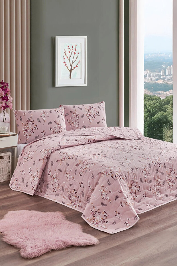 طقم غطاء سرير مبطن بنقشة بيكيه - 170x230 سم - مع غطاء وسادة واحد