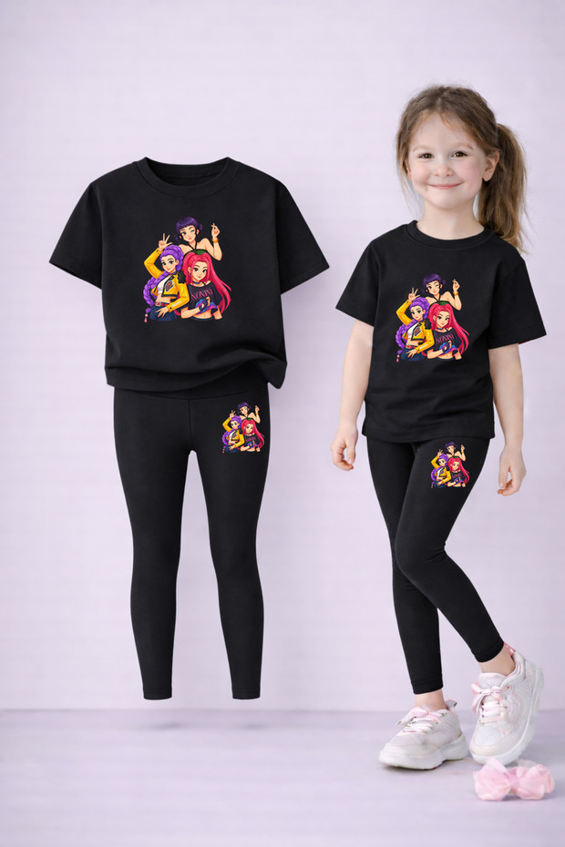 Mother Daughter Set Leggings T-Shirt Combination 100% Cotton Flexible Comfortable Fit Daily Sports Stylish Set