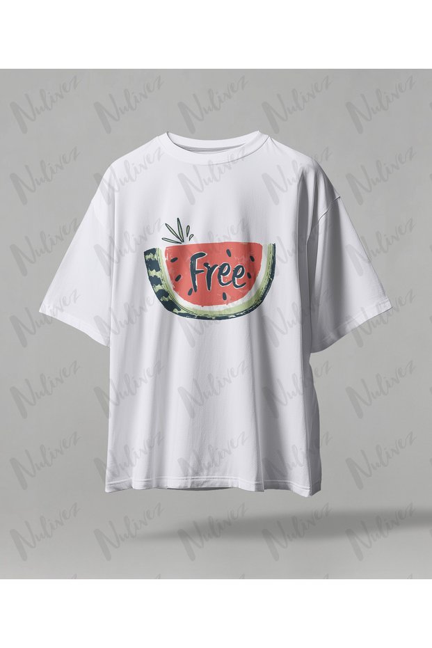 Palestine Design Oversize Unisex T-Shirt with Kefiye Pattern Streetwear Print