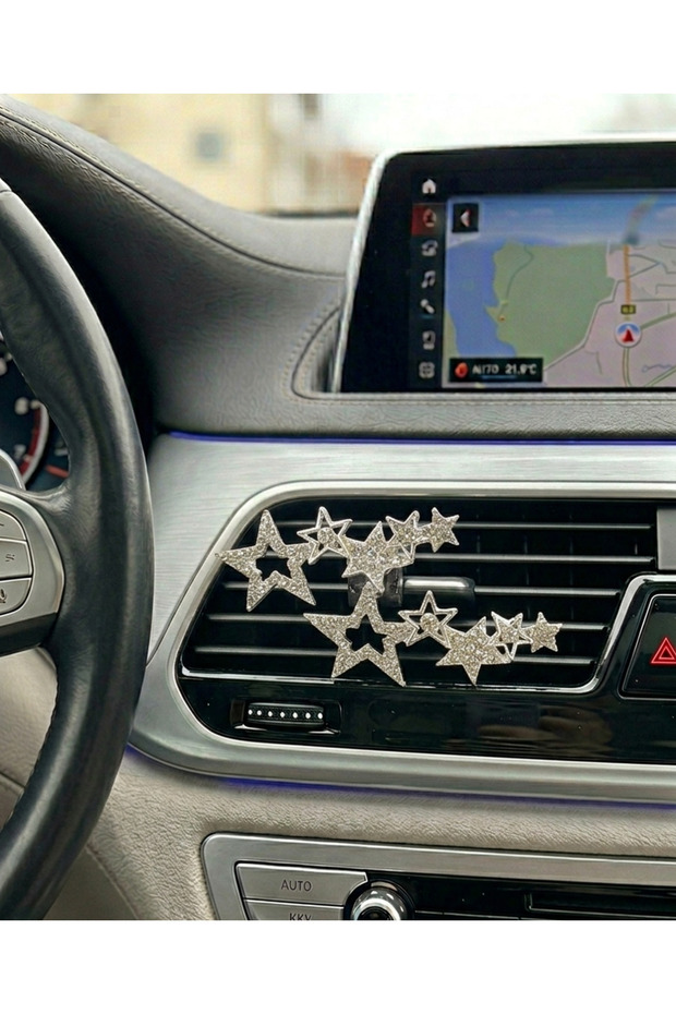 2-Piece Zircon Stone Star Cluster Car Interior Air Conditioning Ornament – Modern Luxury Auto Accessory with Shiny Stones