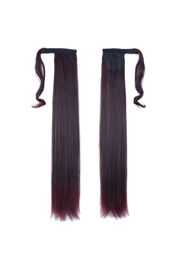 Tied Straight Ponytail / Dark Red