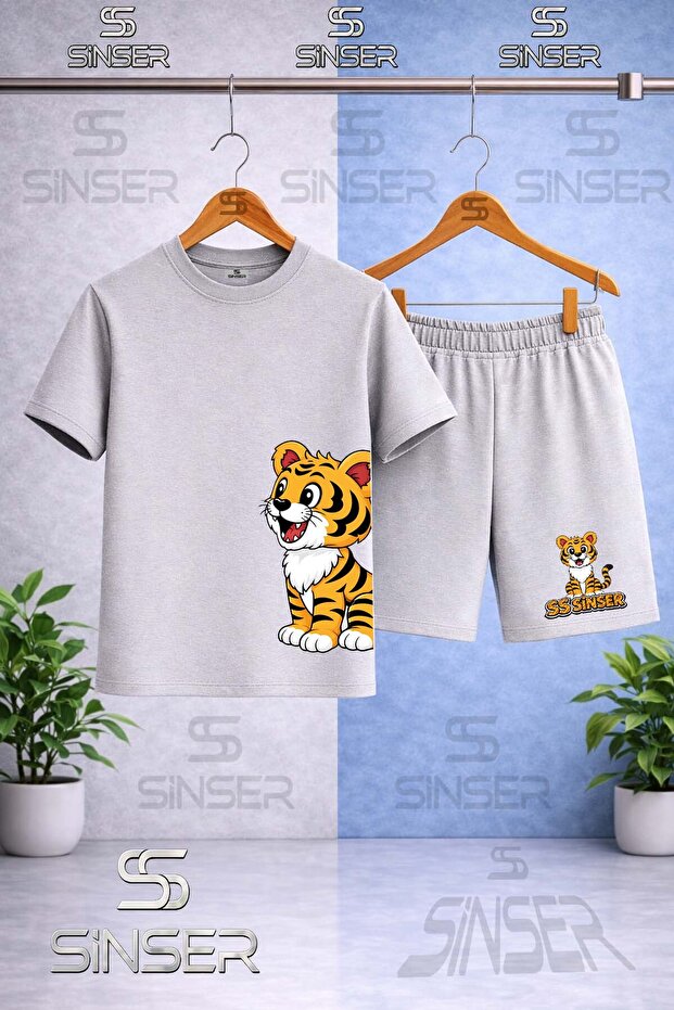 Children's Sinser Kaplan Left Side Printed Crew Neck T-Shirt - Shorts Set