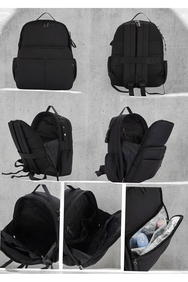 Luxury Black Large Size 1St Class Thermal Multi-Pocket Mother Baby Care Bag