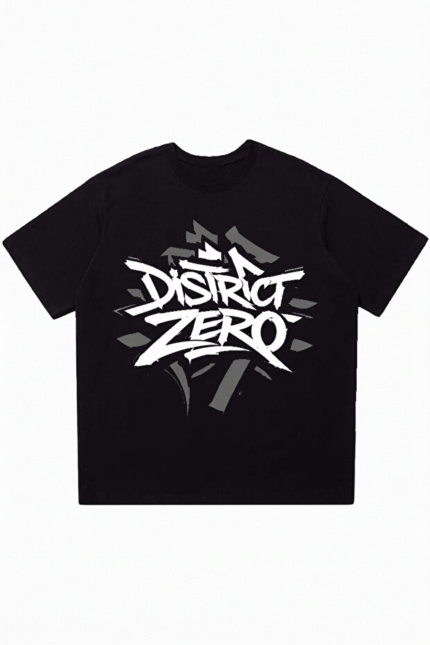 District Zero Black Oversize Crew Neck T-Shirt