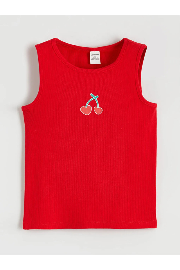 Red Printed Girls' Undershirt 2-Pack