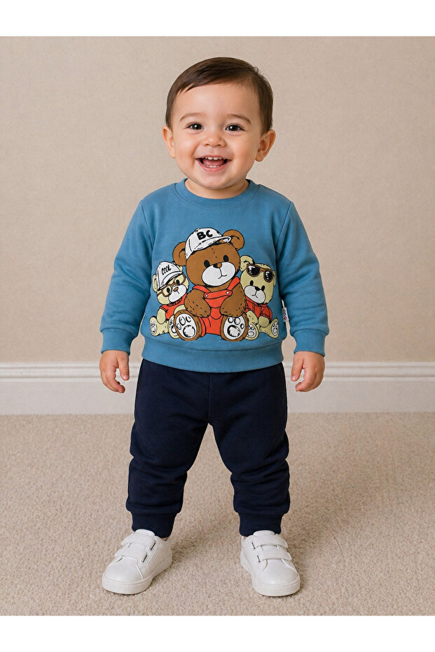 Baby Boy Seasonal Teddy Bear Printed Top and Bottom Set