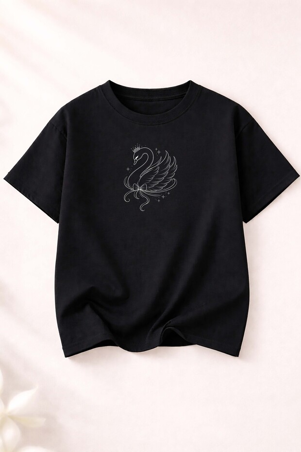 Swan Printed Women's Crew Neck Cotton T-Shirt