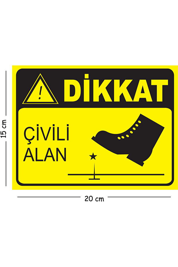 Metal Attention Sign with Spikes 15X20 cm Warning Work Safety Sign