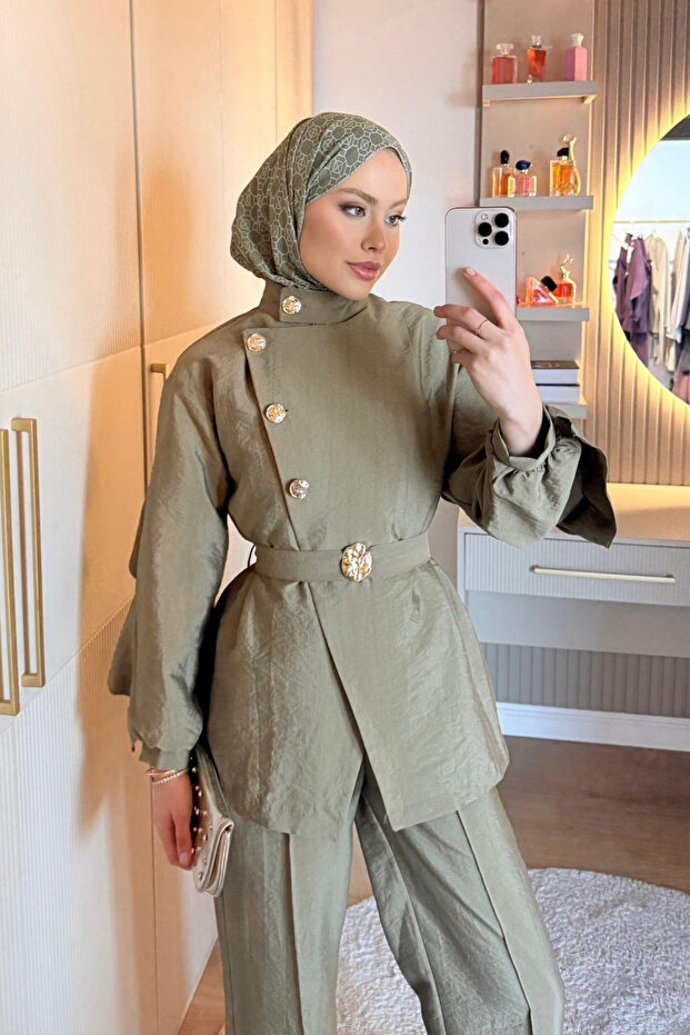 Modal Accessory Detailed Top and Bottom Trouser Set