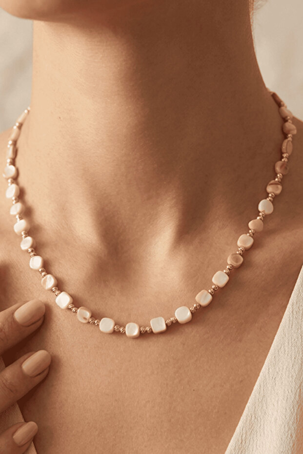 Women's Pink Beaded and Dorica Ball Necklace