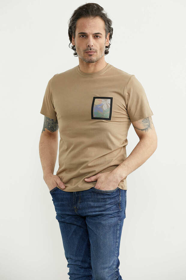 Tricou Basic cu imprimeu - Mink - 3