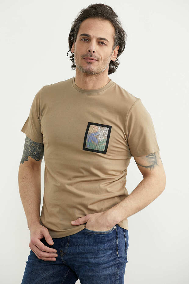 Tricou Basic cu imprimeu - Mink - 2