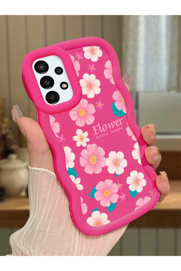 Samsung Galaxy A13 4g Compatible Shockproof Simple Red Silicone Phone Case Cover Flower Pattern