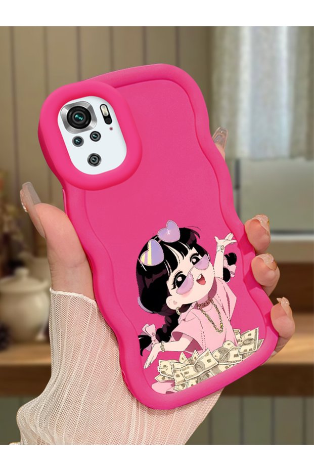 Case for Redmi Note 10 4g Compatible Shockproof Simple Red Silicone Phone Cover Cute Girl Pattern
