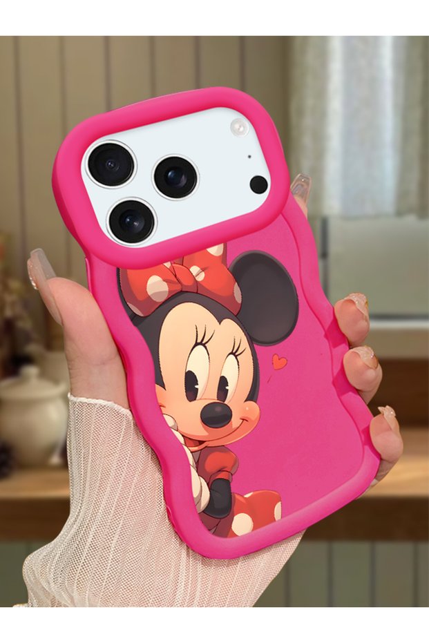 iPhone 17/18 Pro Compatible Shockproof Simple Red Silicone Phone Case Minnie Pattern
