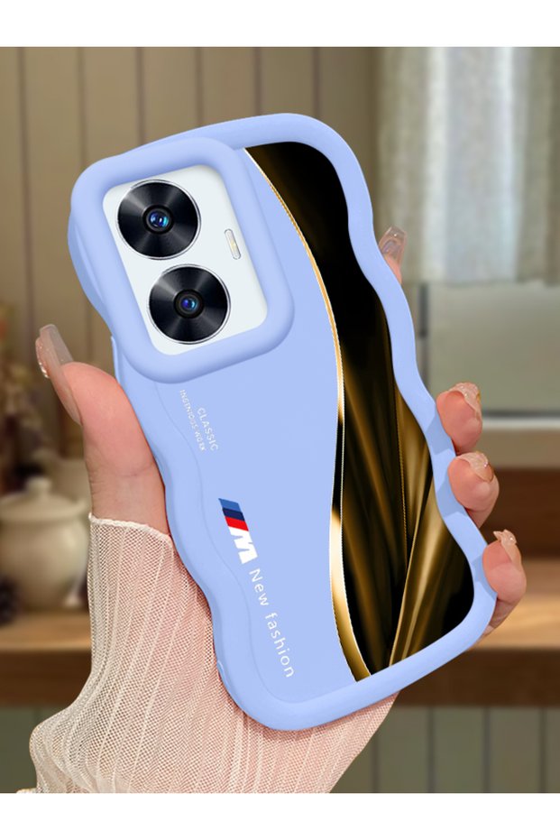 Realme C55 Compatible Shockproof Simple Blue Silicone Phone Case Bmw Pattern