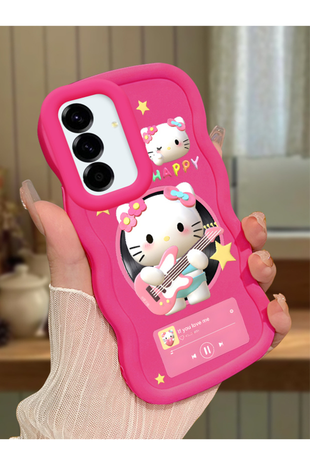 Samsung Galaxy A56 Compatible Shockproof Simple Red Silicone Phone Case Hello Kitty Pattern