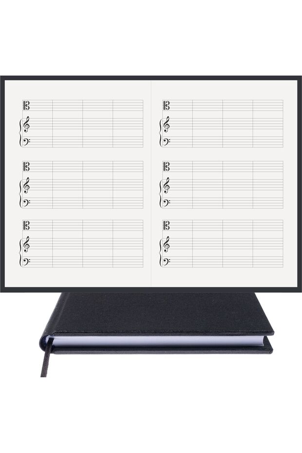 Piano Sheet Music Notebook (C-G-F Clefs) 100% Handmade, Hand-Stitched - 2026 Special Collection - (A/5)