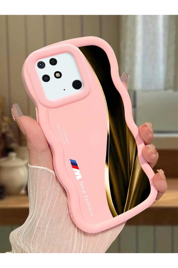 Redmi 10C Compatible Shockproof Simple Pink Silicone Phone Case Cover Bmw Pattern