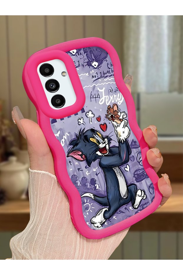 Samsung Galaxy A04S Compatible Shockproof Simple Red Silicone Phone Case Tom and Jerry Pattern
