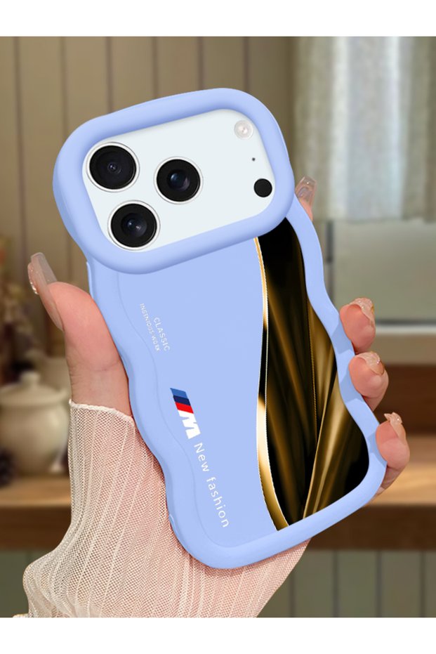 حافظة هاتف من السيليكون الأزرق البسيط المقاوم للصدمات متوافقة مع هاتف iPhone 17/18 Pro بنمط BMW