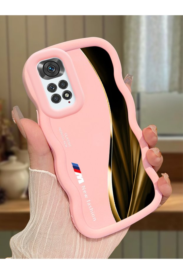 Redmi Note 11 Compatible Shockproof Simple Pink Silicone Phone Case Cover Bmw Pattern
