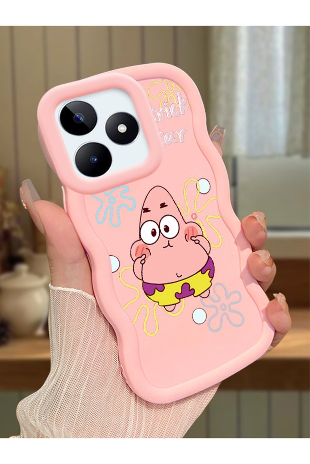 Realme C53 Compatible Shockproof Simple Pink Silicone Phone Case Spongebob Pattern