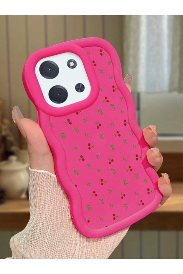 Poco C85 Compatible Shockproof Simple Red Silicone Phone Case Cover Flower Pattern