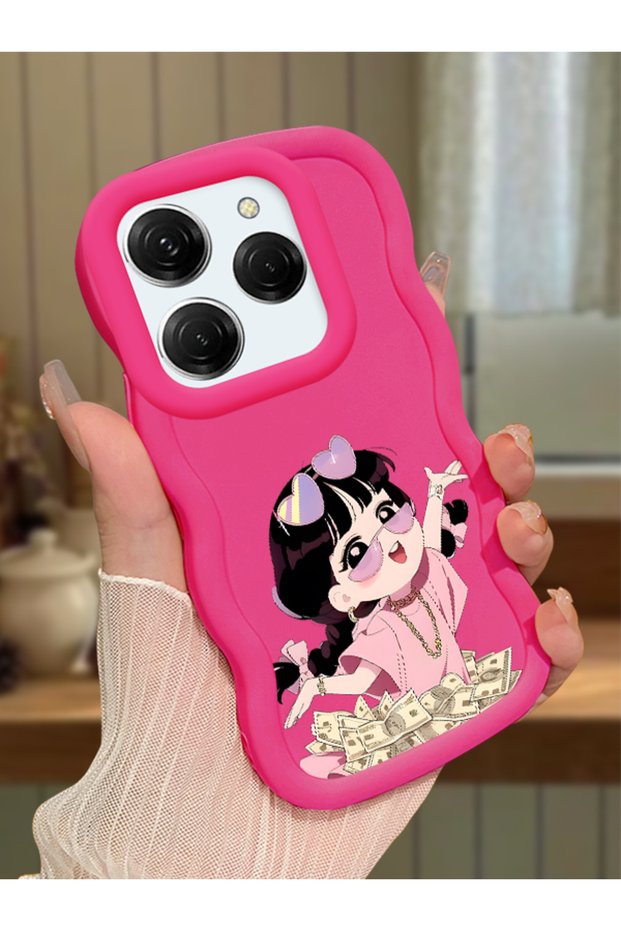 Case for Tecno Spark 20 Pro Compatible Shockproof Simple Red Silicone Phone Case Cute Girl Pattern