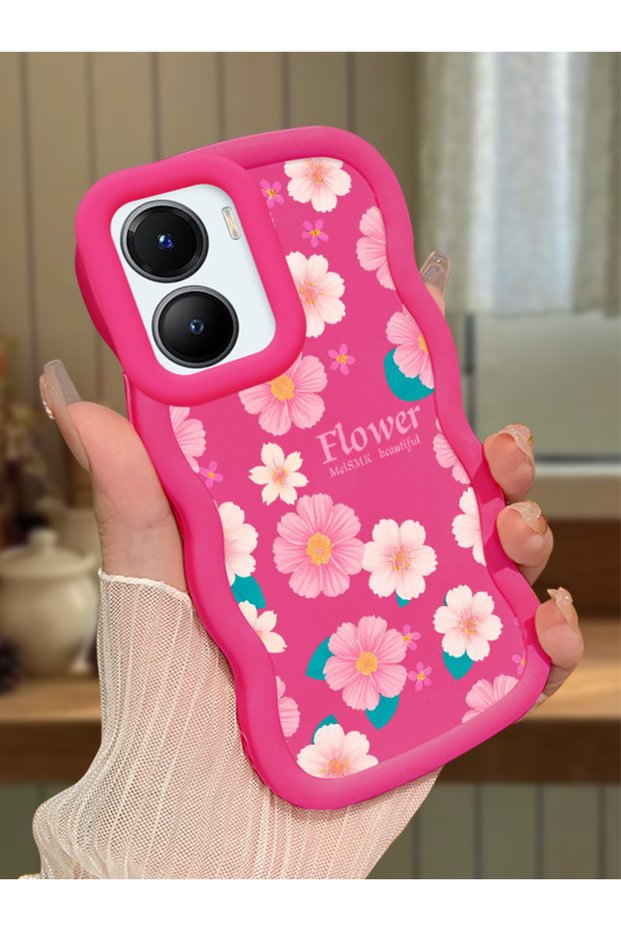Vivo Y56 Compatible Shockproof Simple Red Silicone Phone Case Flowers Pattern
