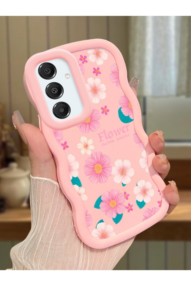 Samsung Galaxy A16 Compatible Shockproof Simple Pink Silicone Phone Case Flower Pattern