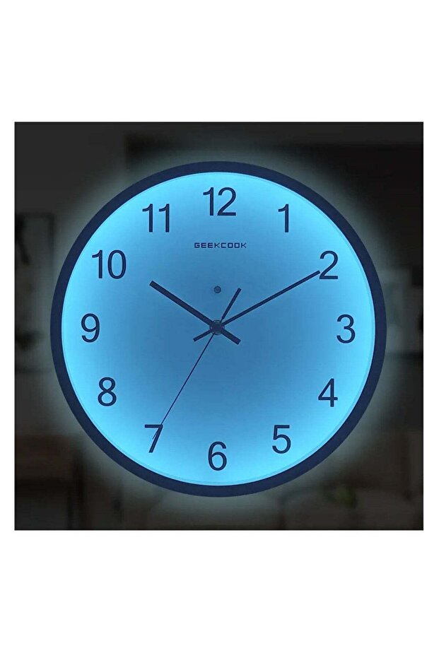 Silent Wall Clock 12 Inch with Voice Control LED Light Large Luminous Numbers Non Ticking Q