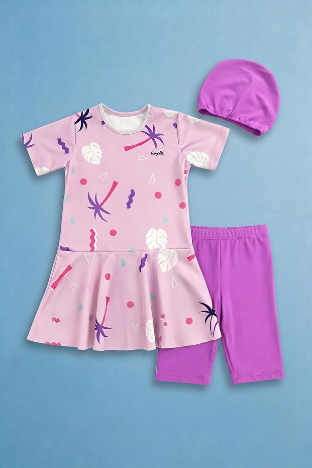 Sun Protection Girls' Flounce Swimsuit Set