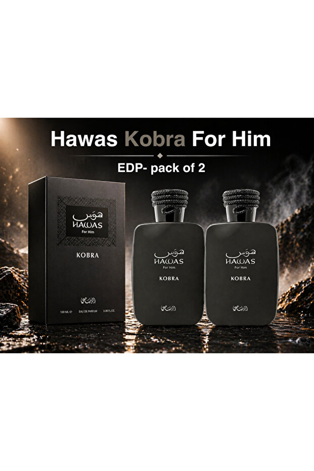 Hawas Kobra For Him EDP 100ML – Pack of 2 | Bold & Long Lasting Men’s Perfume