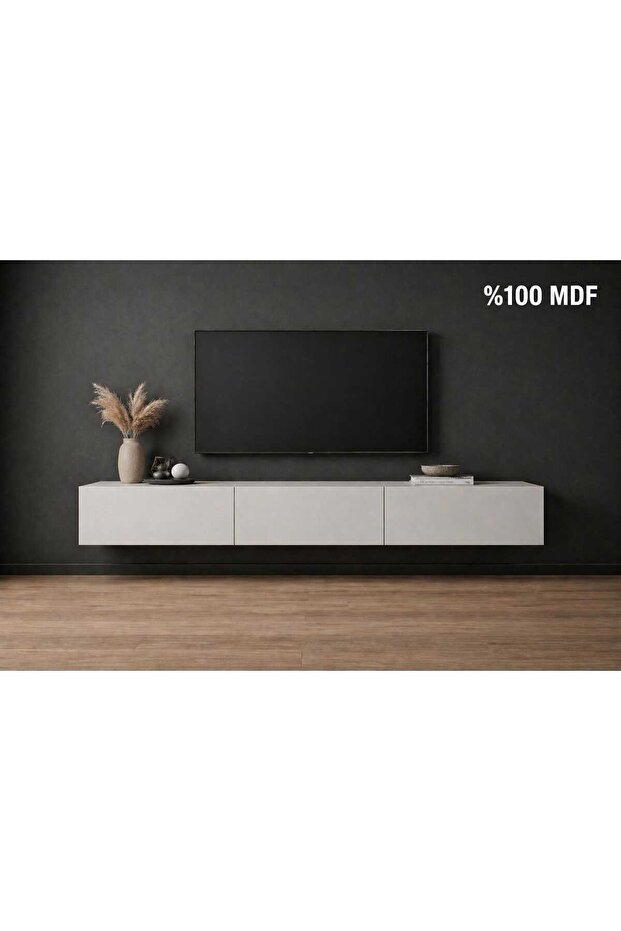 Mozide MDF Norex Premium TV Ünitesi 200 cm Mat Beyaz
