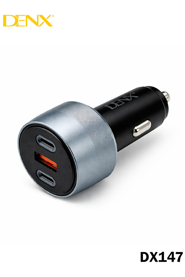 شاحن سيارة سريع DX147 بقوة 130 واط مع 3 منافذ USB-C1 وUSB-C2 وUSB-A، يدعم تقنية PD وQC 3.0، مدمج وآمن