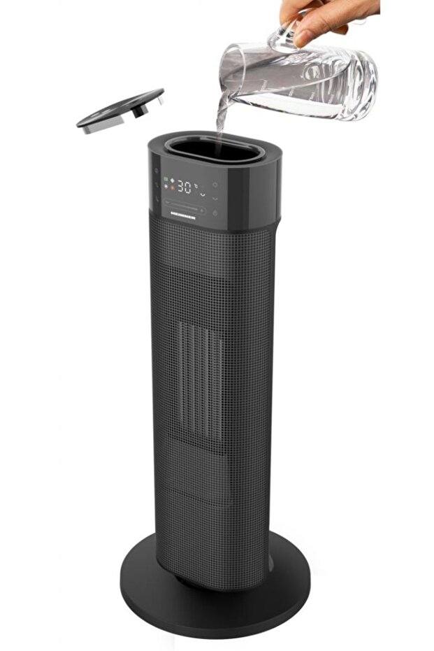 Ceramic humidifying radiator HCH-LH2000BK, 2000 W, Humidification function, LED display, Touch control, Remote control, function, Automatic shut-off, Oscillation function, Black - 2