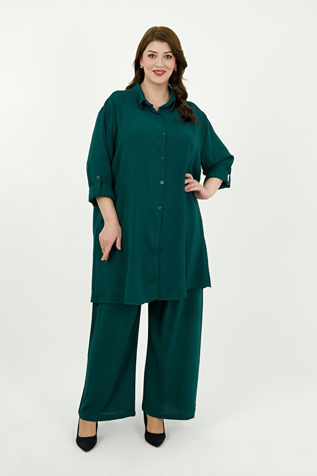 Women's Emerald Green Ayrobin Tunic Pants Plus Size Set
