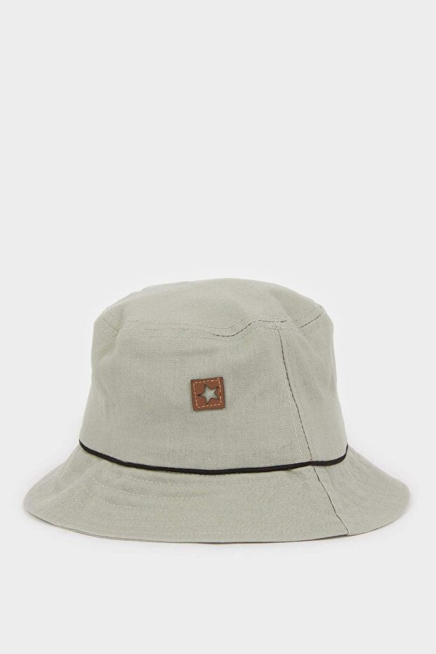Label Printed Linen Blend Bucket Hat Baby Boy C2744A526Sm