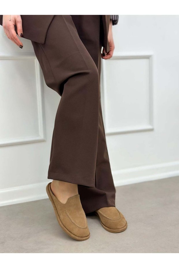 Camel Genuine Suede (Sweet) Women's Sabo Slippers