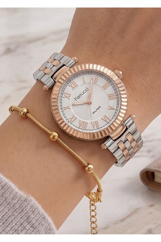 Milano Women's Silver Rose Metal Cord White Dial Wristwatch 2 Years Warranty