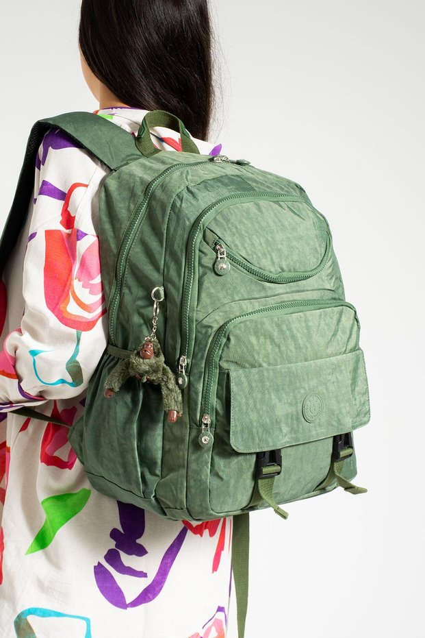 Unisex Aqua Green Backpack School Bag Laptop-Sports Travel Bag, Waterproof Crinkle Fabric 47X30Cm