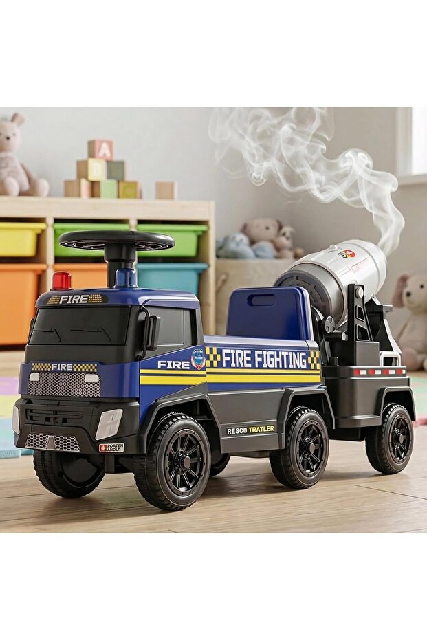 Push Ride-On Car for Toddlers with Music, LED Lights & Smoke (Blue, 1–3 Years)