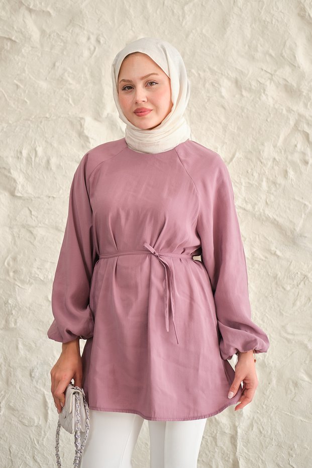 Women's Waist-Tied Tunic Plum