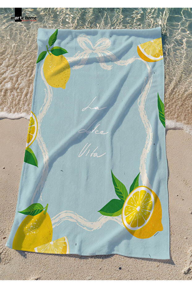 La Dolce Vita - Colorful Lemon Printed Beach Towel - 75X150 cm