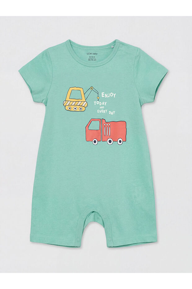 Crew Neck Printed Baby Boy Jumpsuit 2-pack