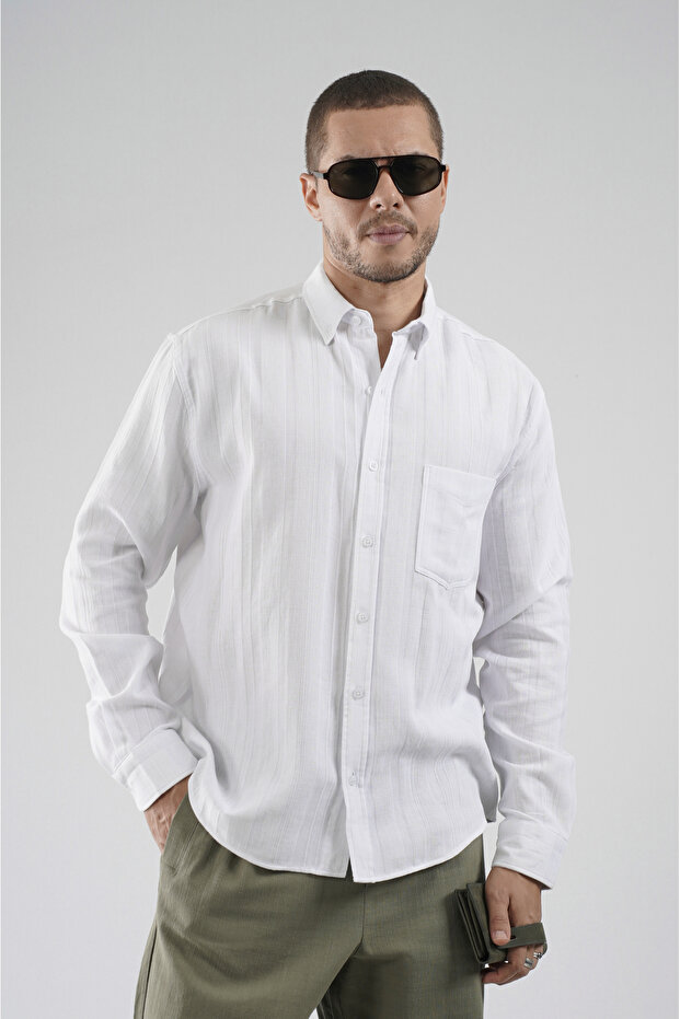 Trend Biz Regular Fit Muslin Men's Pocketed Shirt