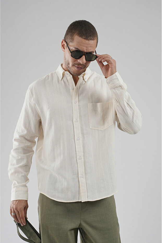 Trend Biz Regular Fit Muslin Men's Pocketed Shirt